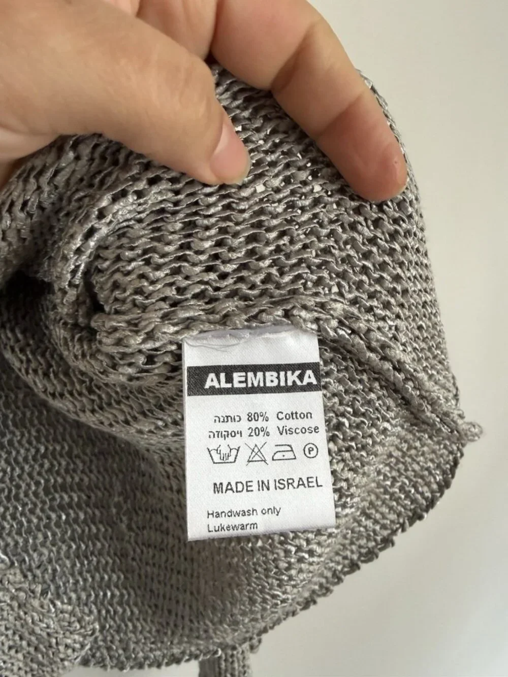 Alembika Open Knit Asymmetrical Grey Slouchy Oversized Lagenlook Coastal Top S - Picture 8 of 9